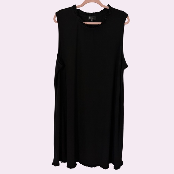 Nicole Miller New York 3X Black Sleeveless Shift Dress Ruffle Trim Plus Size USA - Picture 1 of 11